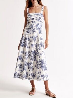 Abercrombie & Fitch linen blend Floral Midi Dress